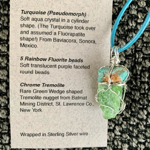 Turquoise, Chrome Tremolite & Fluorite Necklace - Picture 8 of 14